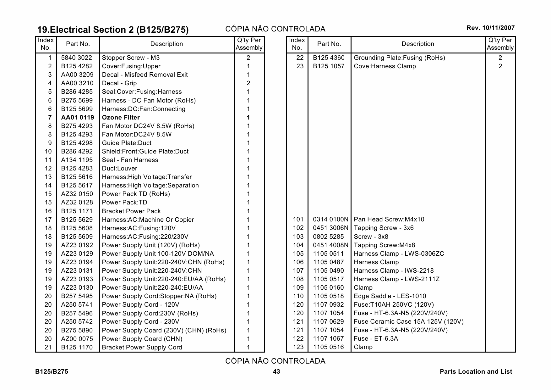 RICOH Aficio 240W B125 B275 Parts Catalog-3